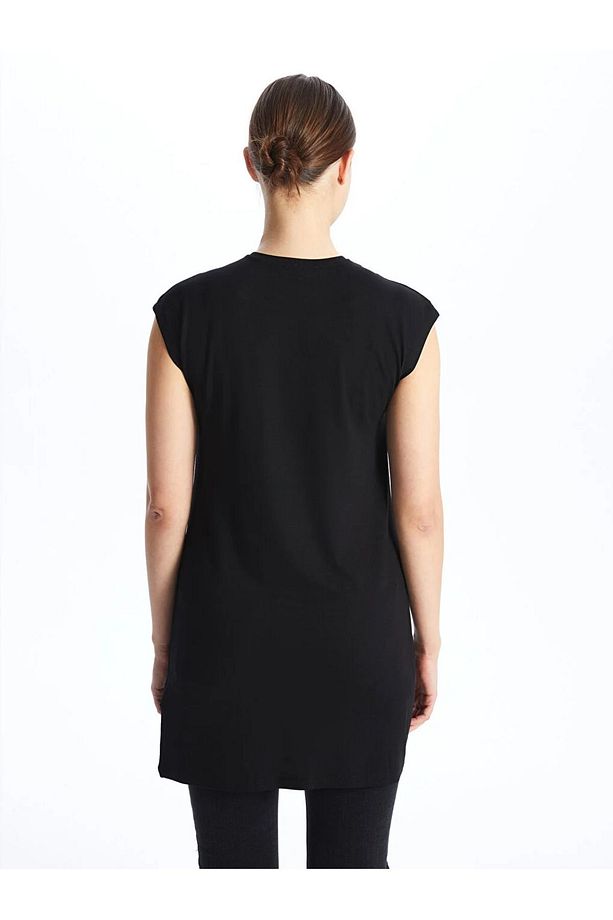 LCW Modest Kadın Bisiklet Yaka Düz Tunik L C M WAIKINAİ - 5