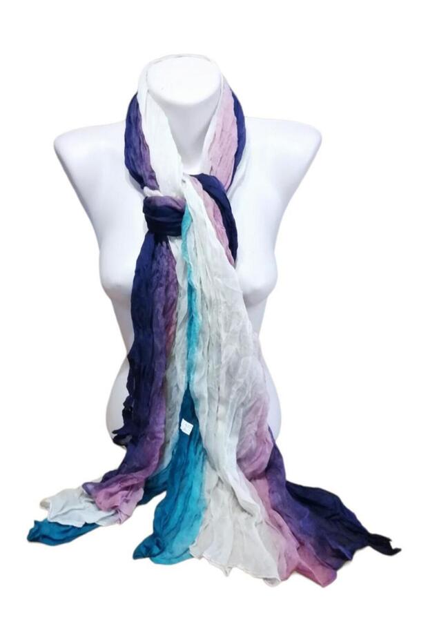 Batik Colored Scarf, Hand-Dyed, Purple, Pink, Ecru, Petrol Green