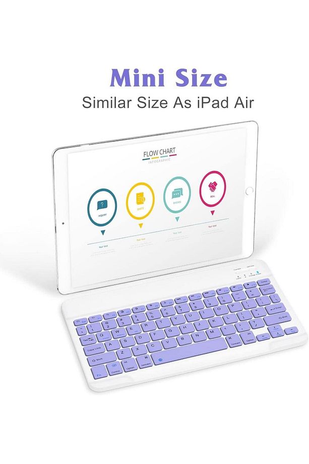 Technopc Ultrapad UP1662A-46 10.1" Uyumlu Kablosuz Bluetooth Şarj Edilebilir Mini Q Klavye - Mor - 2