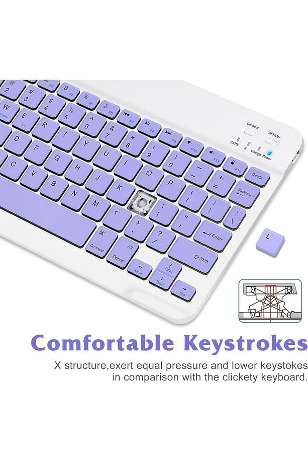 Technopc Ultrapad UP1662A-46 10.1" Uyumlu Kablosuz Bluetooth Şarj Edilebilir Mini Q Klavye - Mor - 6