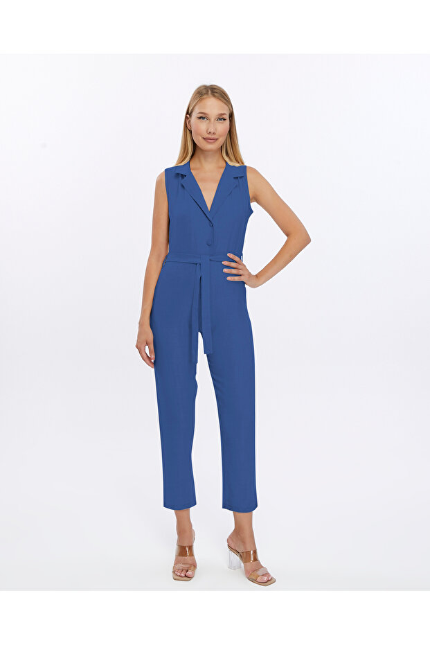 Kadın Bej Keten Tulum - 1