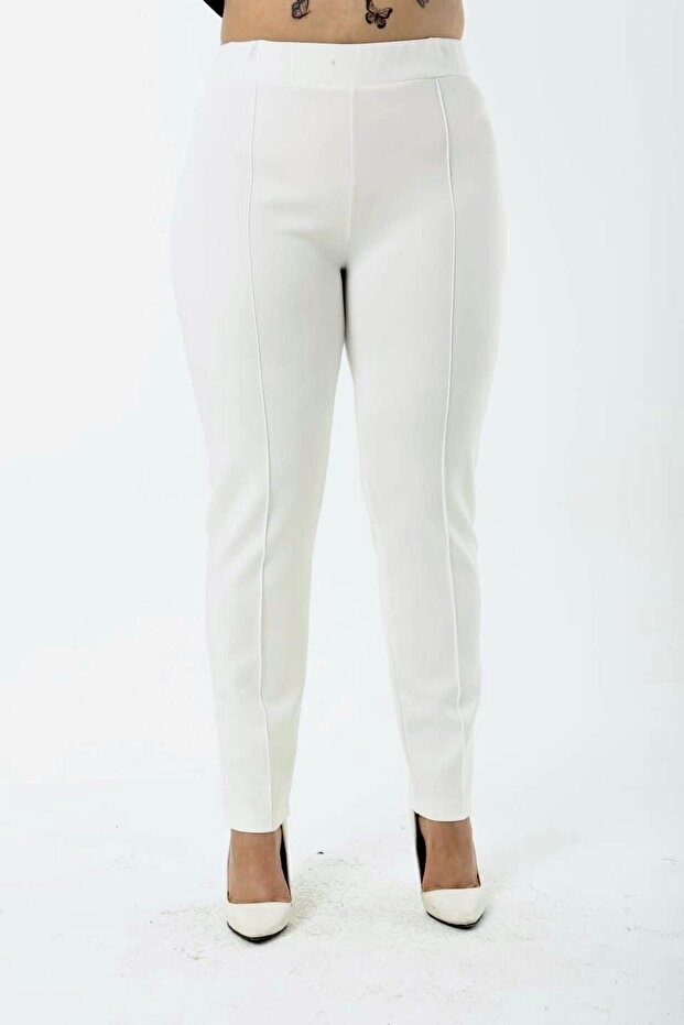 Women's Diving Fabric Ankle Length Trousers with Iron-on Stitching
