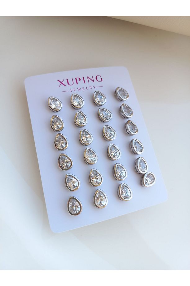 Xupıng Lüxs Kadın Kararmaz Damla Model 1 Çift Çelik Küpe - 1