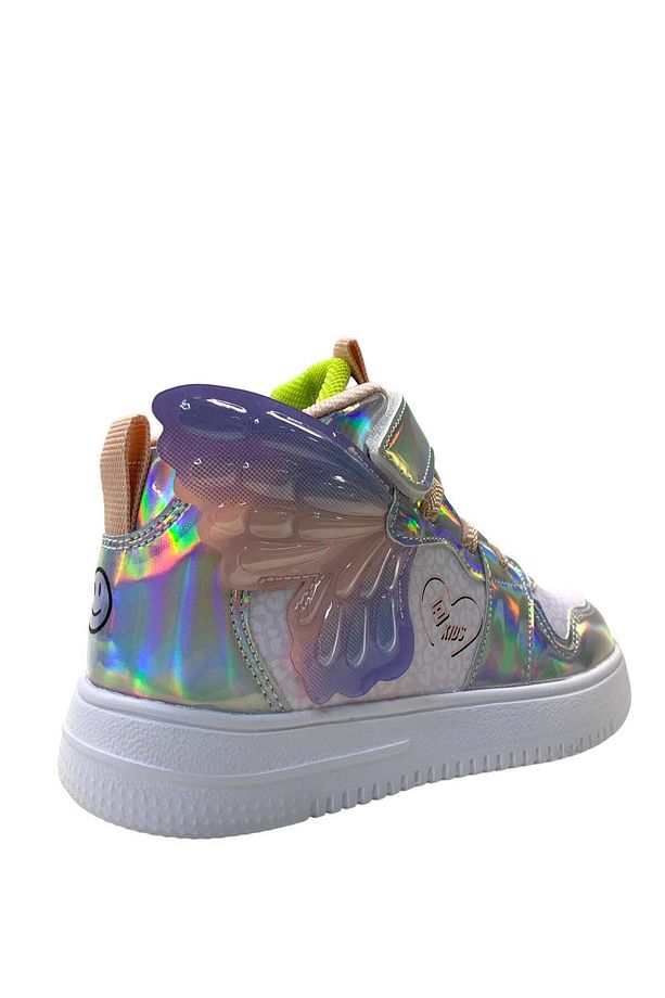 1721 Ortopedik Hafif Kız Çocuk Okul Öncesi Beyaz/Hologram Sneaker - 4