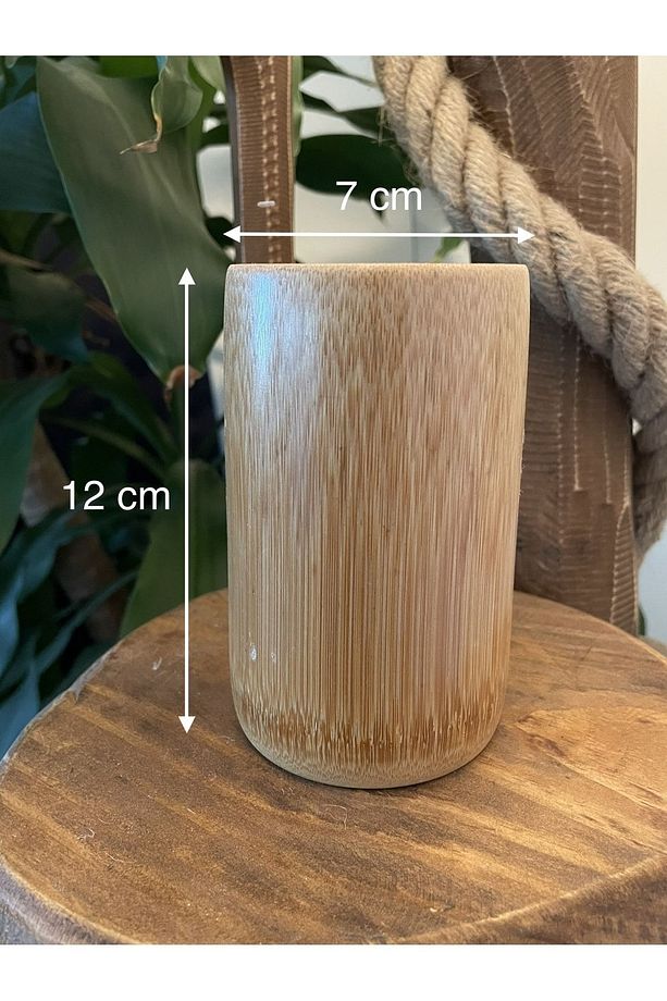 2 Adet Bambu Bardak, 2 Adet Bambu Pipet Ve 1 Adet Bambu Pipet Temizleme Fırçası Set - 6