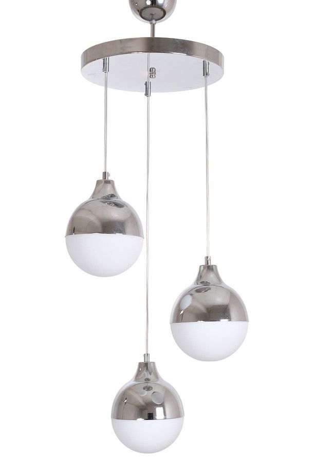 Rima Modern Retro Rustik Krom Beyaz Camlı Sarkıt Salon - Mutfak - Yatak Odası 3 Lü Avize - 1