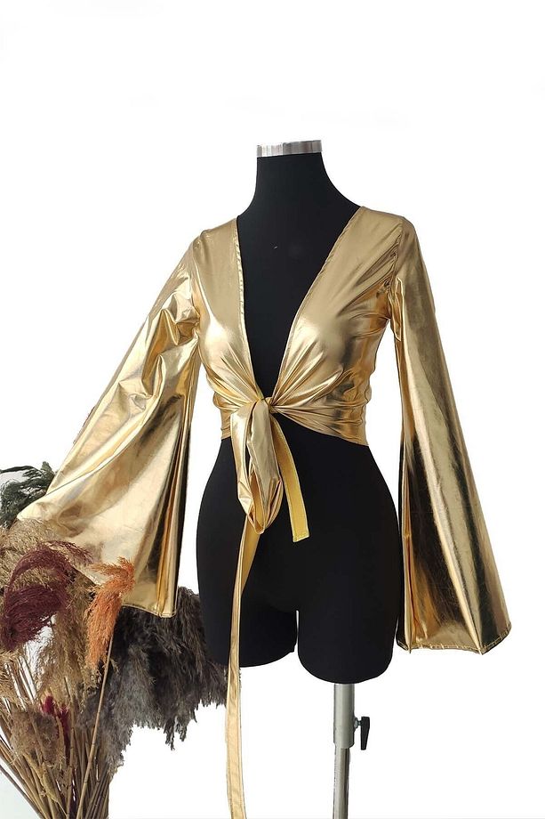 Gold Anvelop Crop Bluz - Parti Dans Tango Bluzu - 2