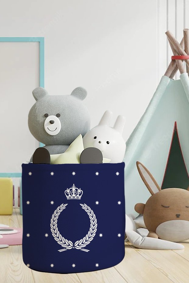 Navy Blue Wreath Pattern Kids and Baby Room Organizer Toy or Dirty Laundry Basket Tlas-143