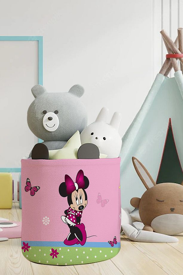 Pembe Mickey Mouse Çocuk ve Bebek Odası Düzenleyici Oyuncak veya Kirli Sepeti TLAS-113 - 1