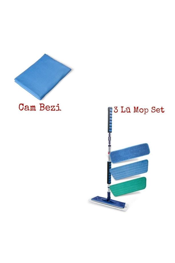 Silva Mikrofiber Mop 3 Lü Set + Silva Mavi Cam Bezi - 1