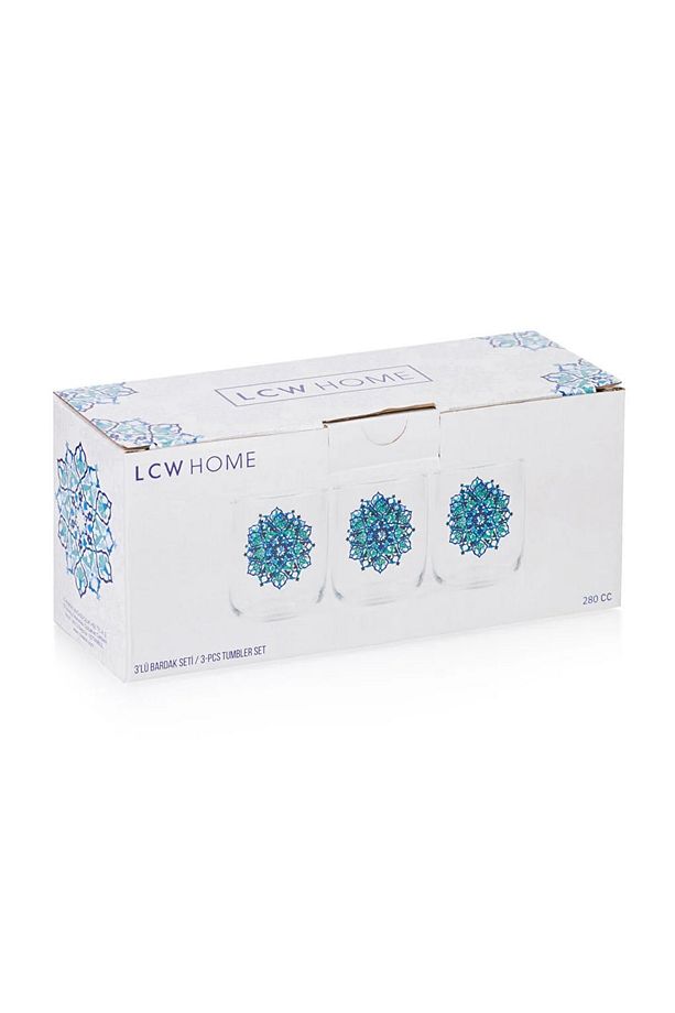 DESENLİ 3'LÜ CAM BARDAK SETİ 280 ML - 5