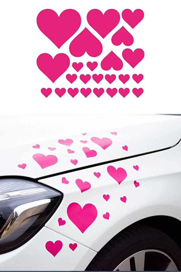 Pembe Kalp Araba Sticker