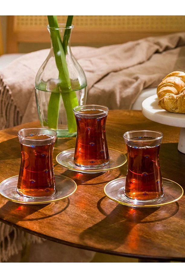 Göz Baskılı Çay Bardağı Seti 12 Parça - 1