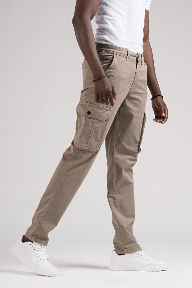 Jeans Seasonal Canvas Fabric Regular Fit Pipe Leg Cargo Pants