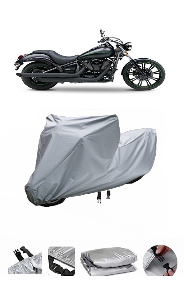 Ultra thick motorcycle cover compatible with Kawasaki VN 900 Custom Special rear Bag .