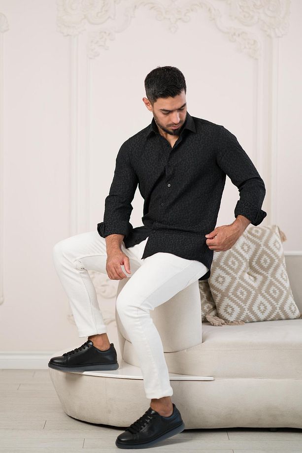 Pamuklu Regular Fit Desenli Yazlık Uzun Kol Gömlek - 1