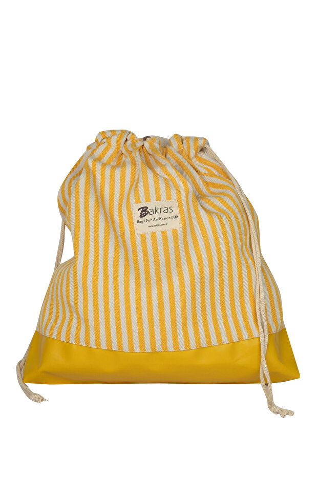 حقيبة شاطئ برباط مخططة من القماش - 2