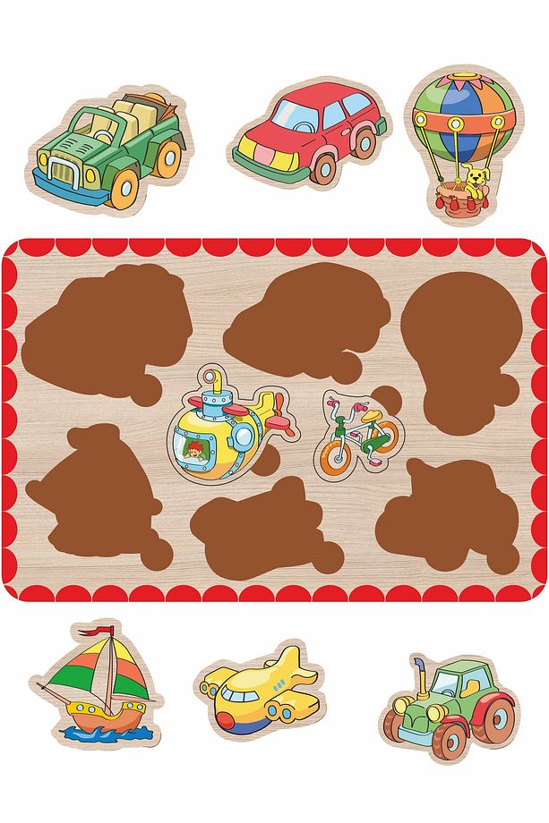 Sevimli Taşıtlar, Araba, Traktör, Uçak Bultak Ahşap Puzzle - 3