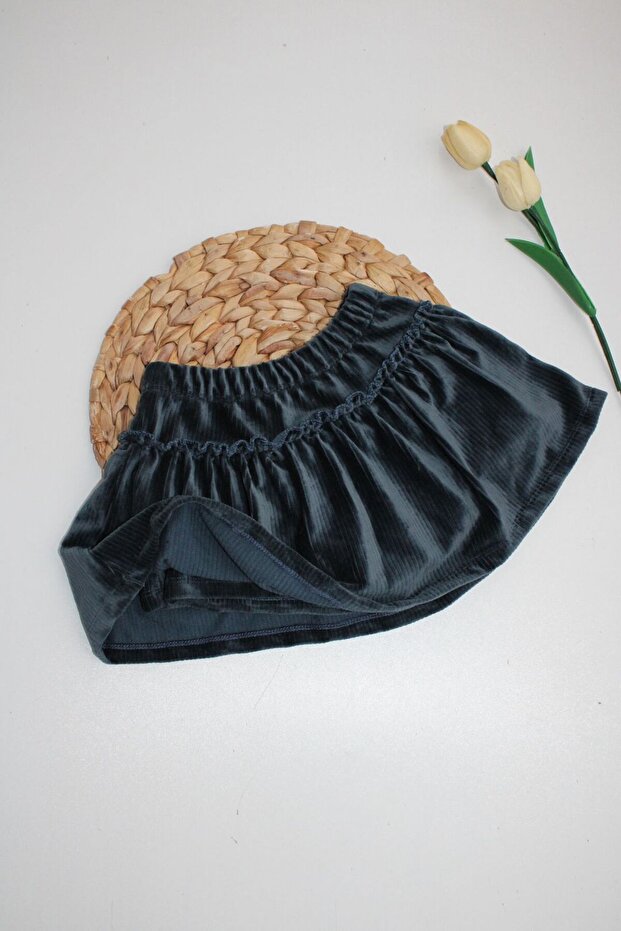 Kadife Şort Etek - 1