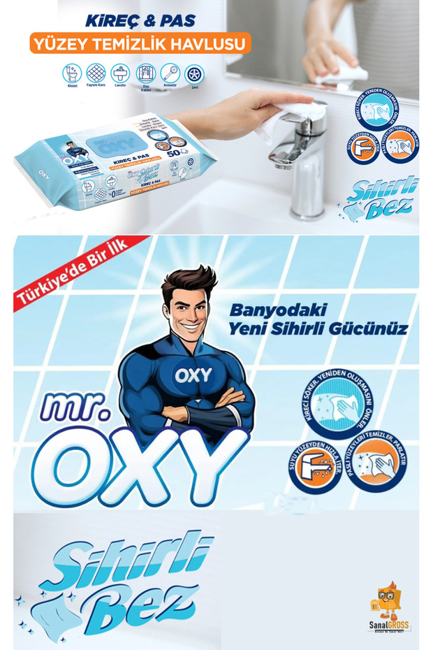 Mr.Oxy Kireç Ve Pas Yüzey Temizlik Havlusu 50'li X 2 Paket (100 Yaprak) - 2