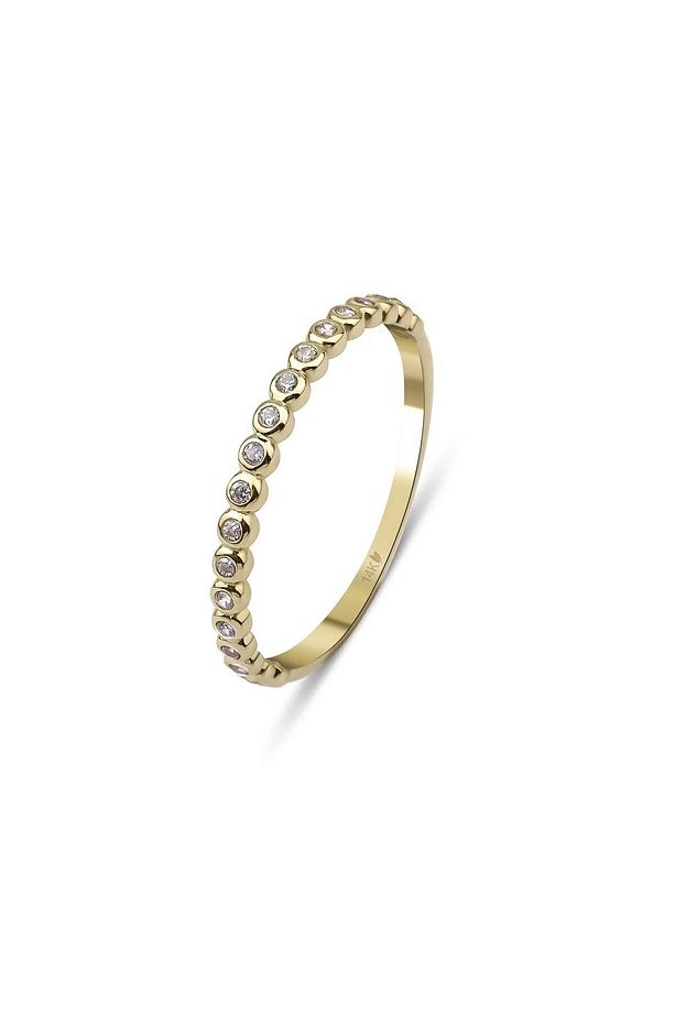 14 Ayar Altın Bezel Set Half Eternity Yüzük - 1