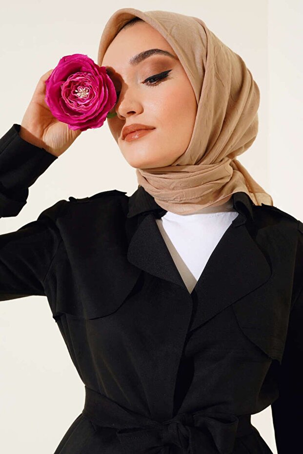 Premium Bambu Kraş Eşarp Latte - 1