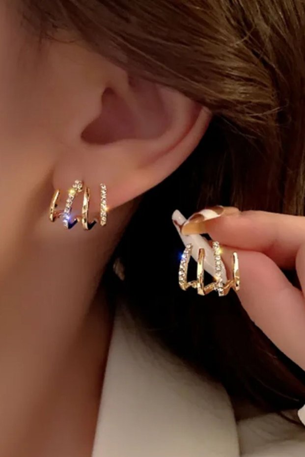 Women's Earrings Gold Zircon Stone