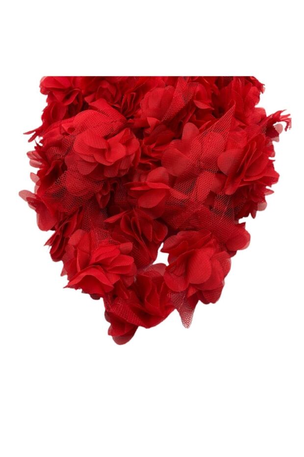 Laser Cut Organza Fabric Rose Decoration Material 9 Meters 120 Pieces Fabric Rose Red