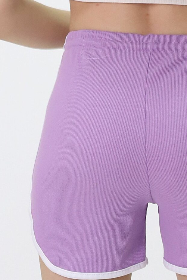 Pamuklu Çizgili Şort - 8