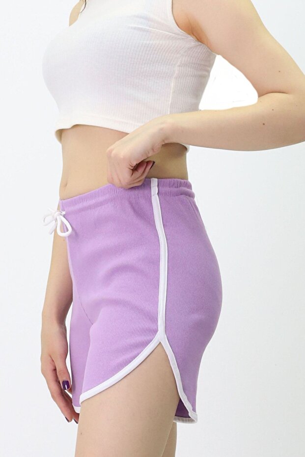 Pamuklu Çizgili Şort - 3