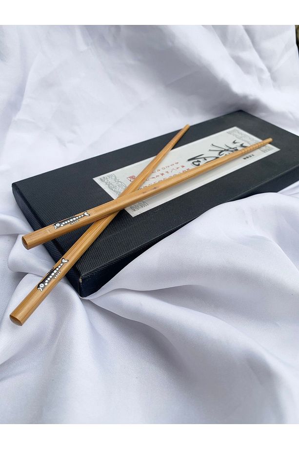 Japon Bambu Chopstick Uzun Balık 1 Çift - 4