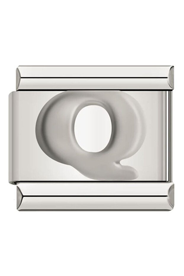 Italian Stainless Steel Silver Letter Q 9mm Charm