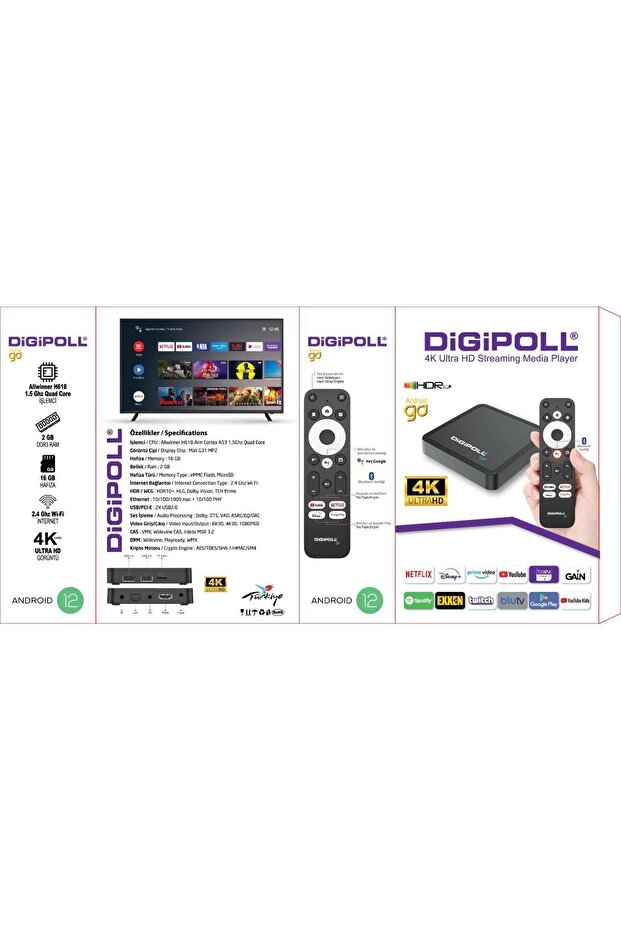 DİGİPOLL GO1 ANDROİD TV BOX ANDROİD 12 - 2