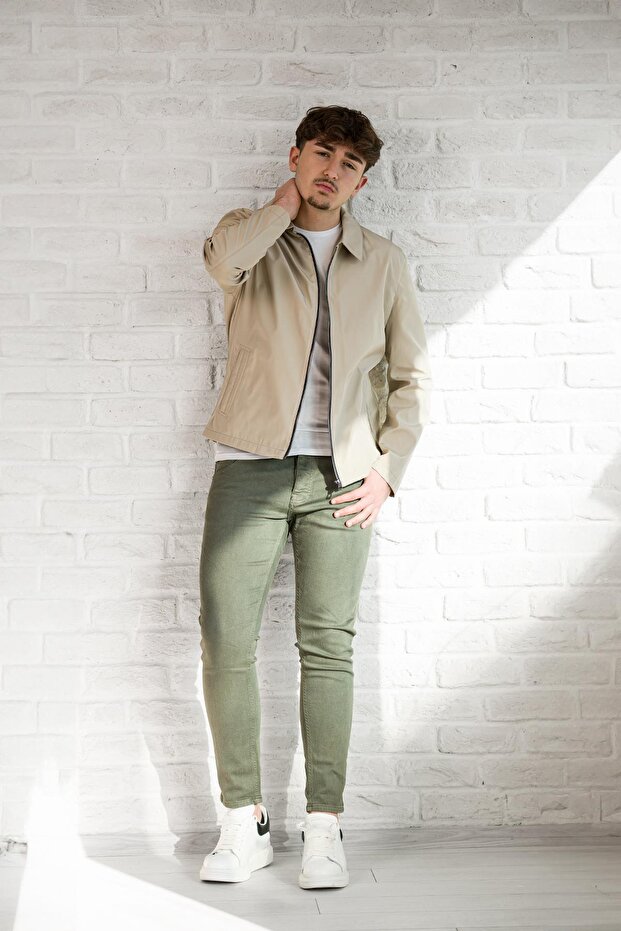 Collared, Zippered, Lined, Regular Fit Spring Coat