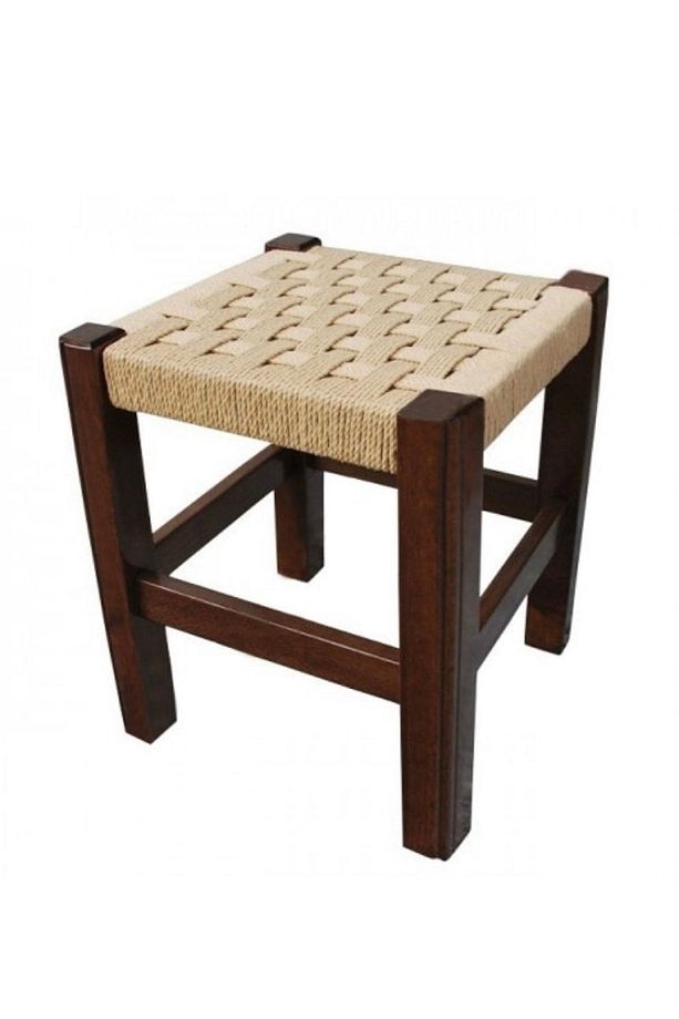 Ahşap Hasır Örgü Tabure 35 Cm - 2