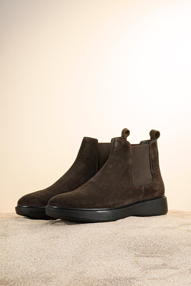 Flat Rubber Sole Ankle Elastic Suede Men's Boots