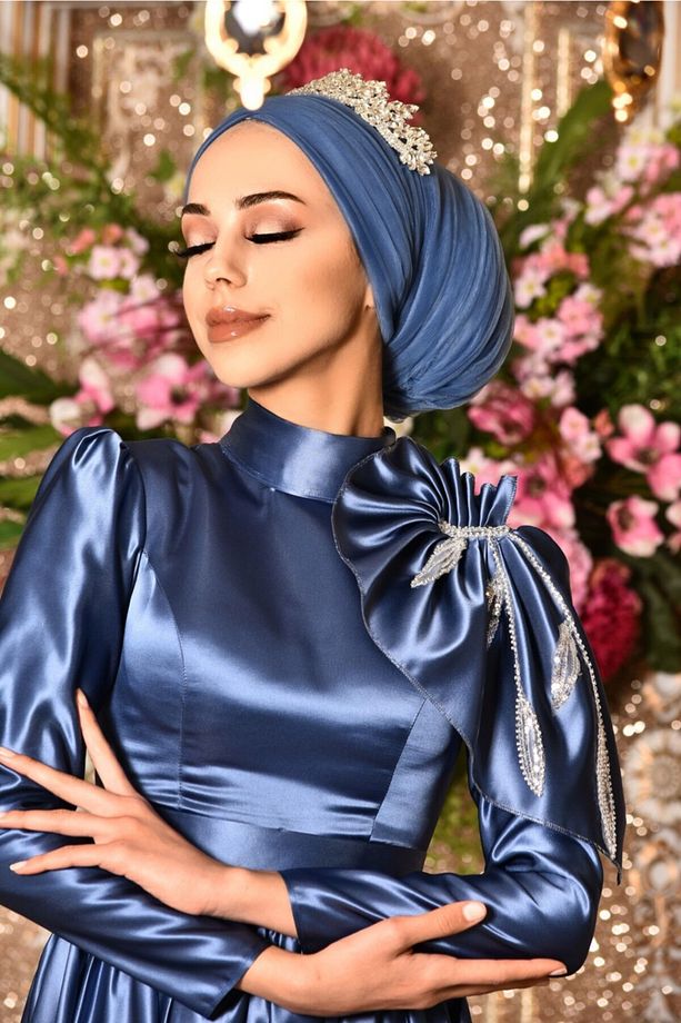 Narin Indigo Abiye Elbise - 2