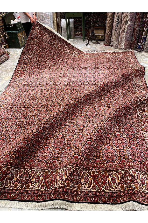 El Dokuma İran Bijar Halısı Pamuk Saçak Üzerine Yün Dokuma Ebatı 3.40x2.50 - 6