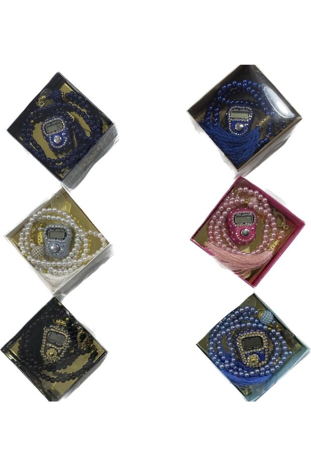 Set of 6 Stone Embroidered Chanting and Pearl Rosary