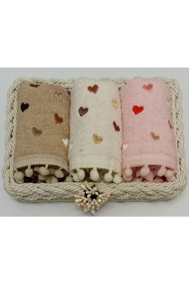 Knitted Towel Basket 3 Pieces 30*50 cm Cotton Small Towel and Basket Gift Bundle Dowry Box