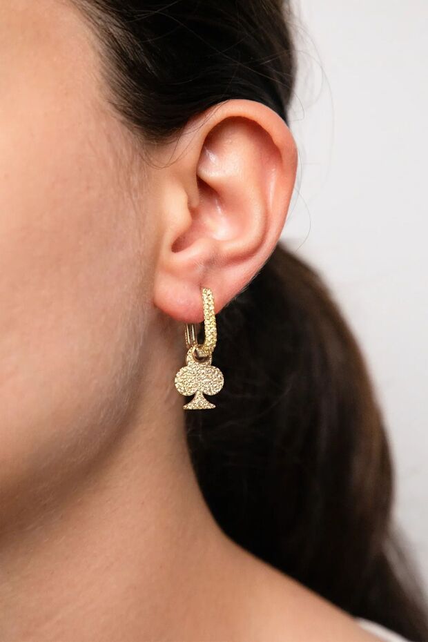 K61 Spade Zircon Stone Earrings - Gold and Silver Color - Season Trend