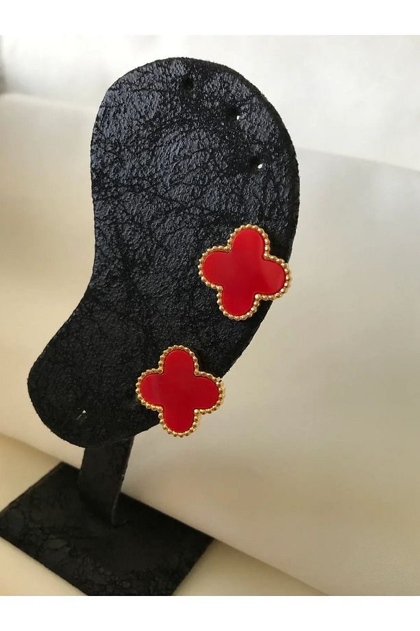 K57 4yapraklı Yonca Küpe | Net Kırmızı Mizaç Küçük Ve Basit Tüm Maç Moda  Küpe Kadın Küpe - 8