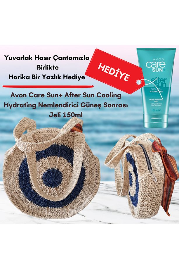 Çift Taraflı Kağıt İp Hasır Yuvarlak Kadın Omuz Çantası - 1