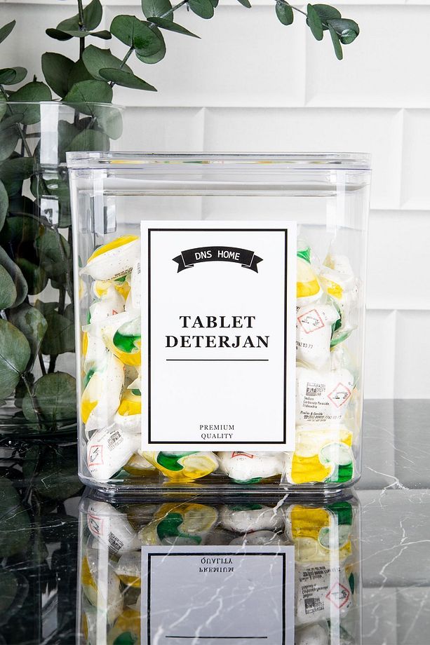 2'li Deterjanlık Seti Ölçekli Etiketli Tablet Deterjan Toz Deterjan Saklama Kutusu Kabı 2100-2900ml - 5
