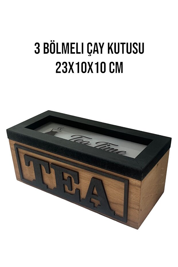 Wooden tea box with three compartmentsIt's a stylish design for your kitchen