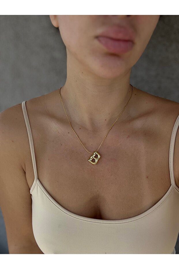 B Harf Balon Model Çelik Kolye - 4