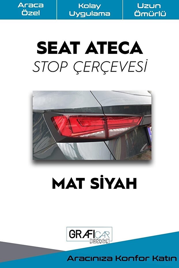 Seat Ateca Stop Frame Sticker - Matte Black - Thin Type