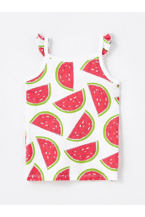 LCW baby Kare Yaka Kız Bebek Baskılı Şortlu Pijama Takımı - 3
