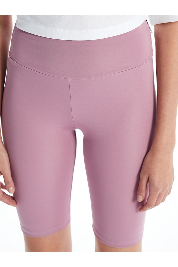 Kadın Beli Lastikli Ekstra Dar Fit Düz Şort Tayt - 5