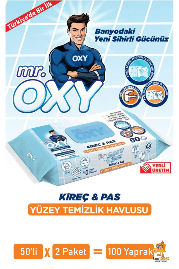 Mr.Oxy Kireç Ve Pas Yüzey Temizlik Havlusu 50'li X 2 Paket (100 Yaprak) - 1